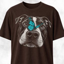 Turquoise Butterfly On A Pitbulls Nose T Shirt Gift For Dog Lover