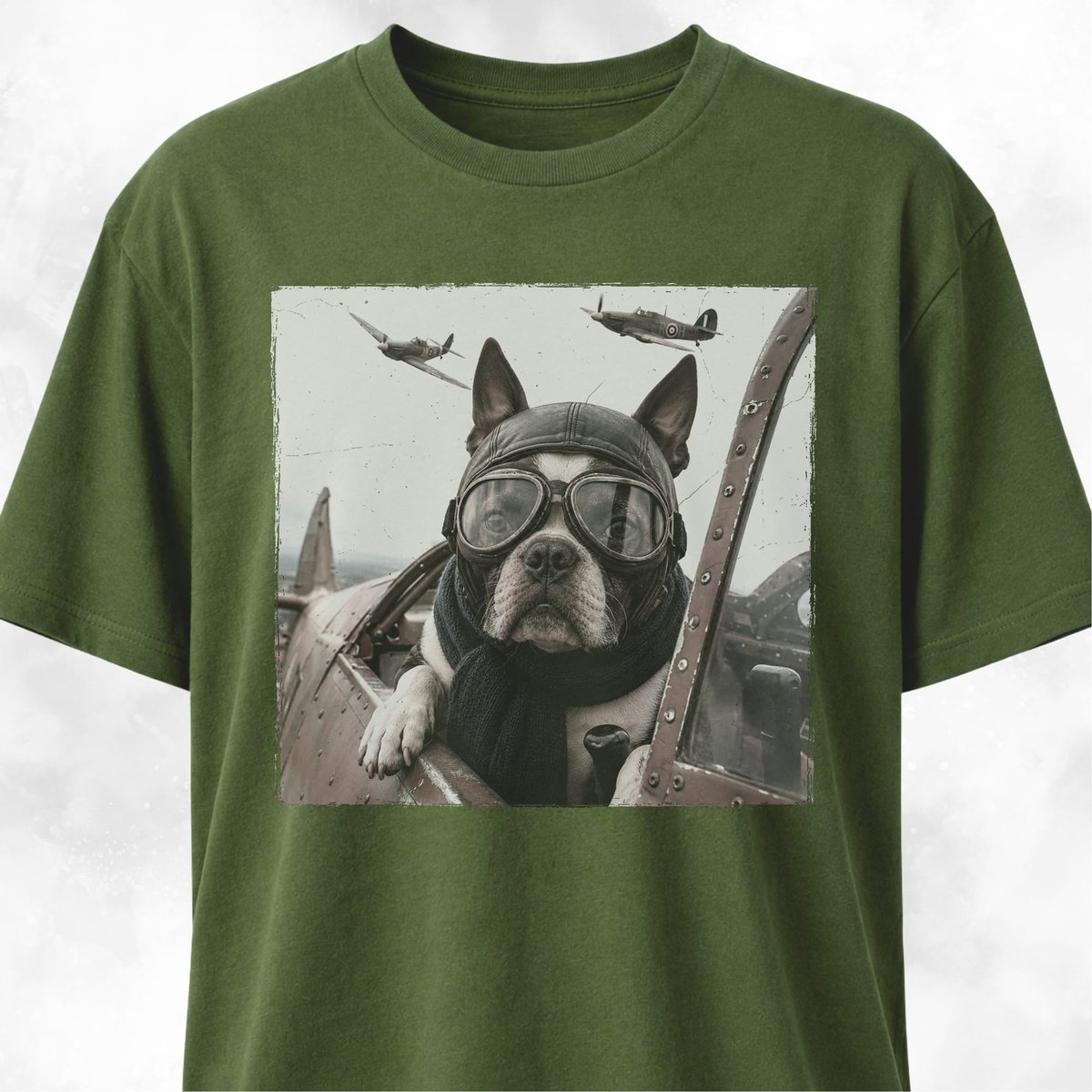 Ww2 Pilot Boston Terrier T Shirt Gift For Dog Lover