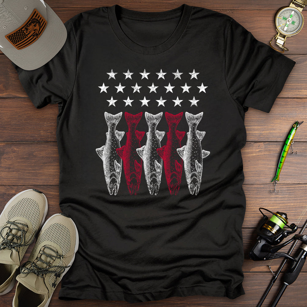 American Flag Fishing T Shirt Gift For Fishing Enthusiast