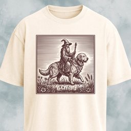 Wizard Riding A Golden Retriever T Shirt Gift For Dog Lover