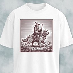 Wizard Riding A Golden Retriever T Shirt Gift For Dog Lover