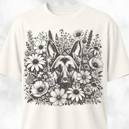 Wildflower German Shepherd T Shirt Gift For Dog Lover