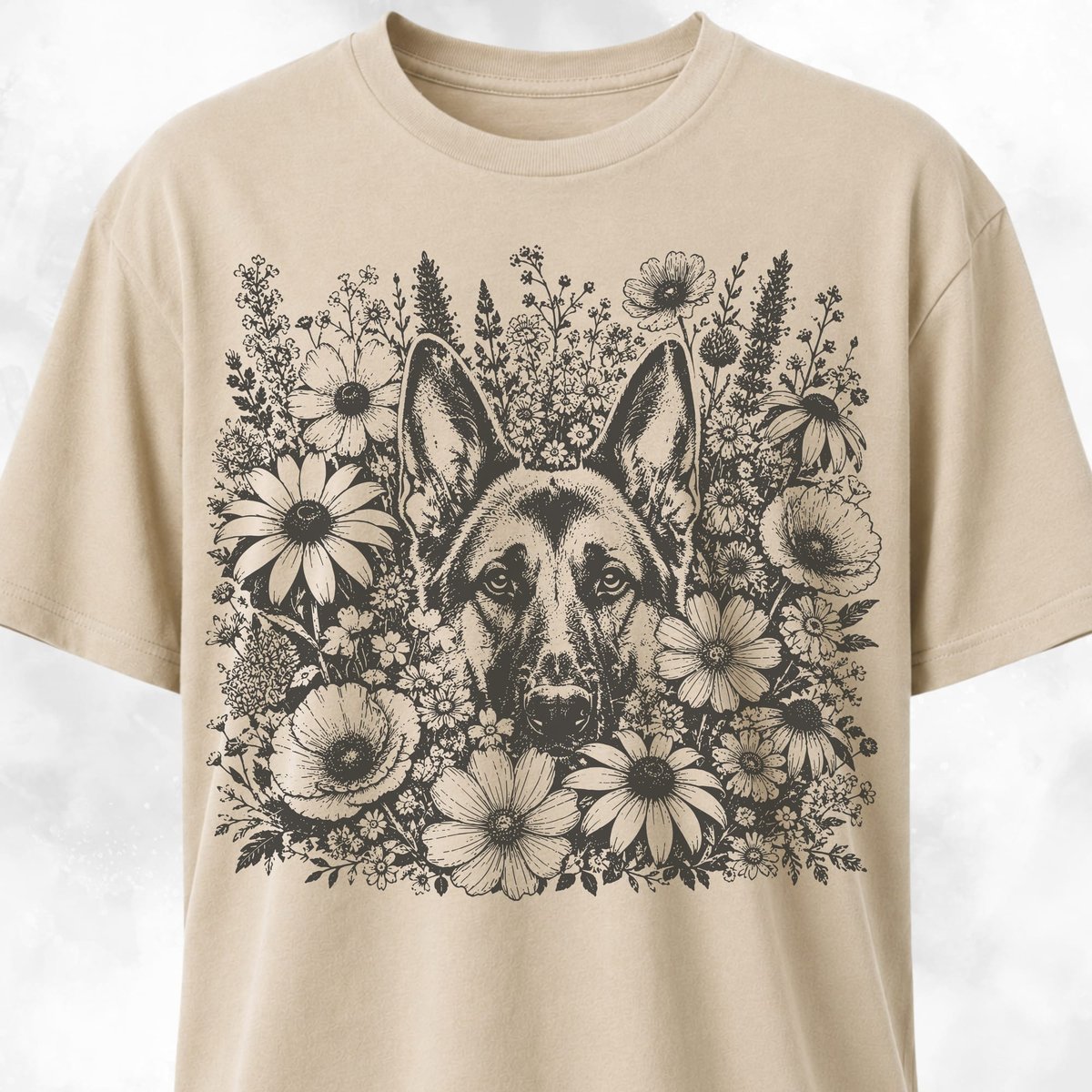 Wildflower German Shepherd T Shirt Gift For Dog Lover