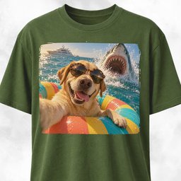 Yellow Labrador With Shark T Shirt Gift For Dog Lover