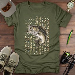 American Flag Bass Fishing T Shirt Gift For Fishing Enthusiast