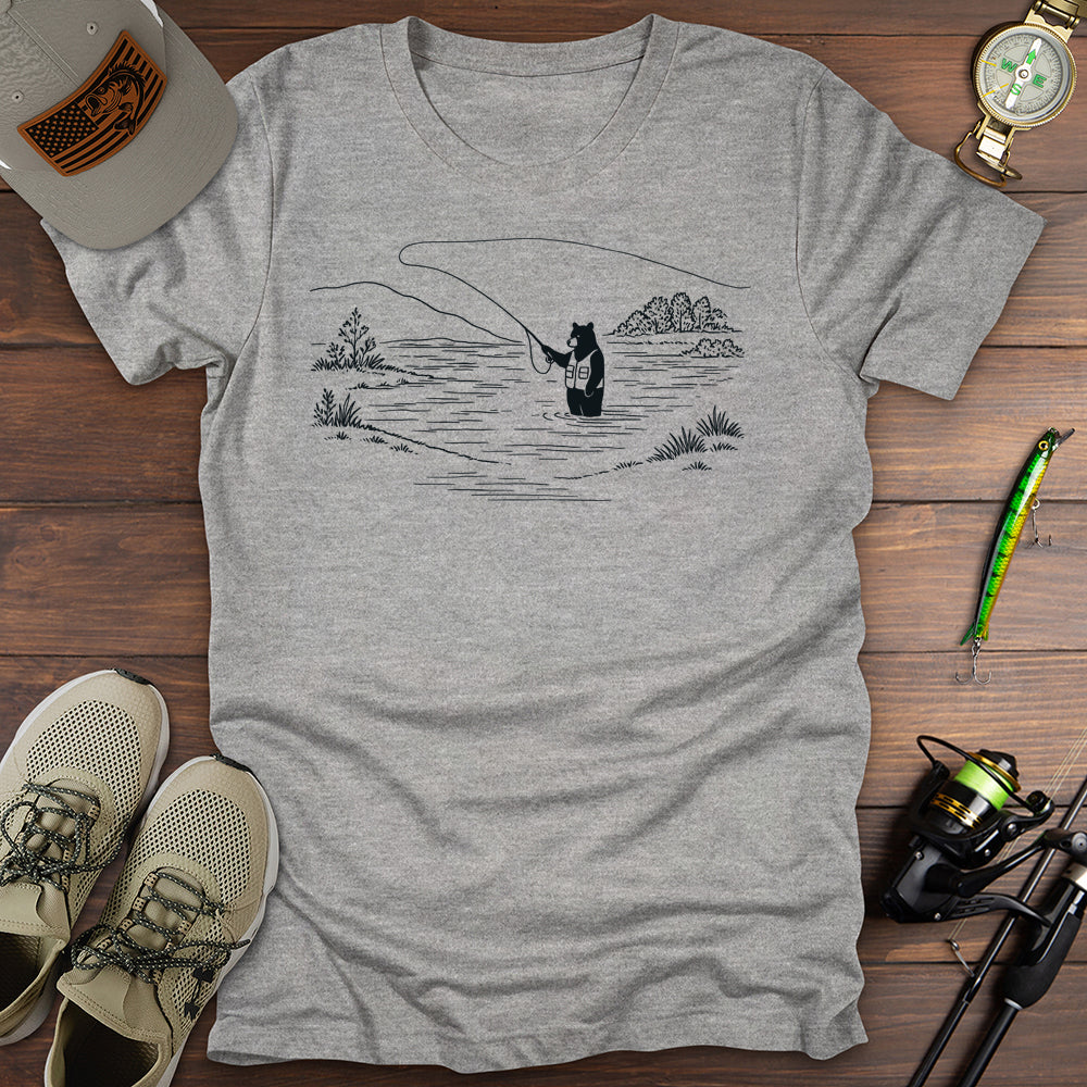 Bear On The Fly T Shirt Gift For Fishing Enthusiast