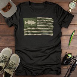 Bass Fishing American Flag T Shirt Gift For Fishing Enthusiast