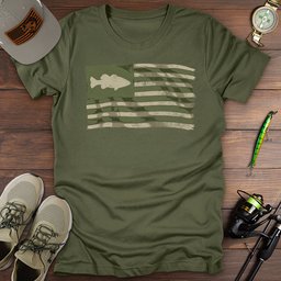 Bass Fishing American Flag T Shirt Gift For Fishing Enthusiast