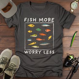 Fish More Worry Less T Shirt Gift For Fishing Enthusiast