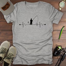 Heartbeat Fishing T Shirt Gift For Fishing Enthusiast