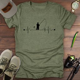 Heartbeat Fishing T Shirt Gift For Fishing Enthusiast