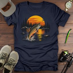 Golden Hour Trout Rise T Shirt Gift For Fishing Enthusiast