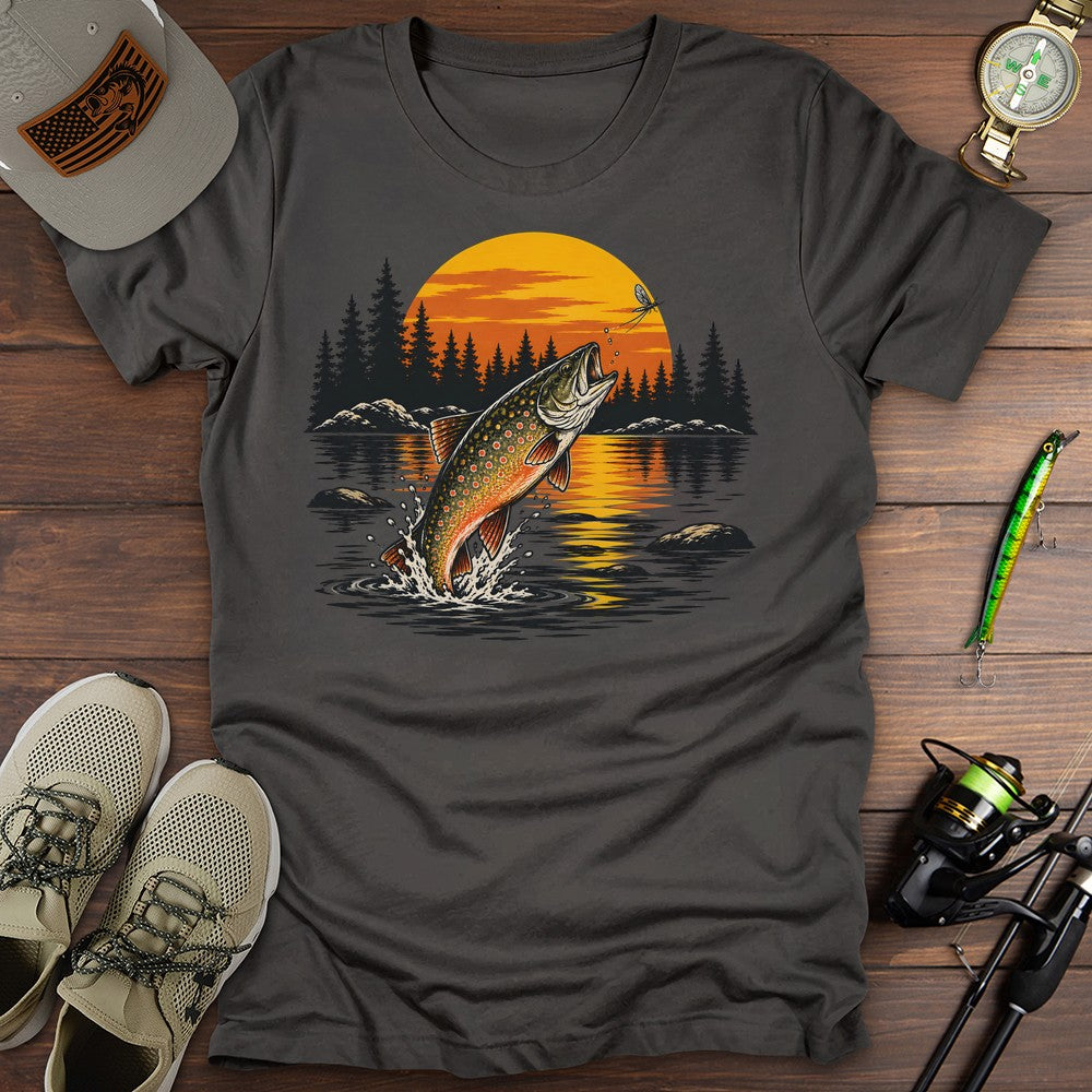 Golden Hour Trout Rise T Shirt Gift For Fishing Enthusiast
