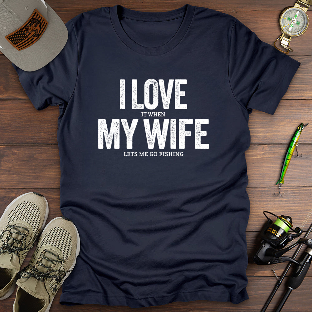 Love My Wife Fishing T Shirt Gift For Fishing Enthusiast