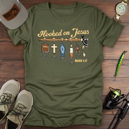 Hooked On Jesus T Shirt Gift For Fishing Enthusiast