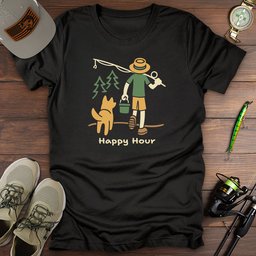 Happy Hour T Shirt Gift For Fishing Enthusiast
