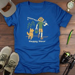 Happy Hour T Shirt Gift For Fishing Enthusiast