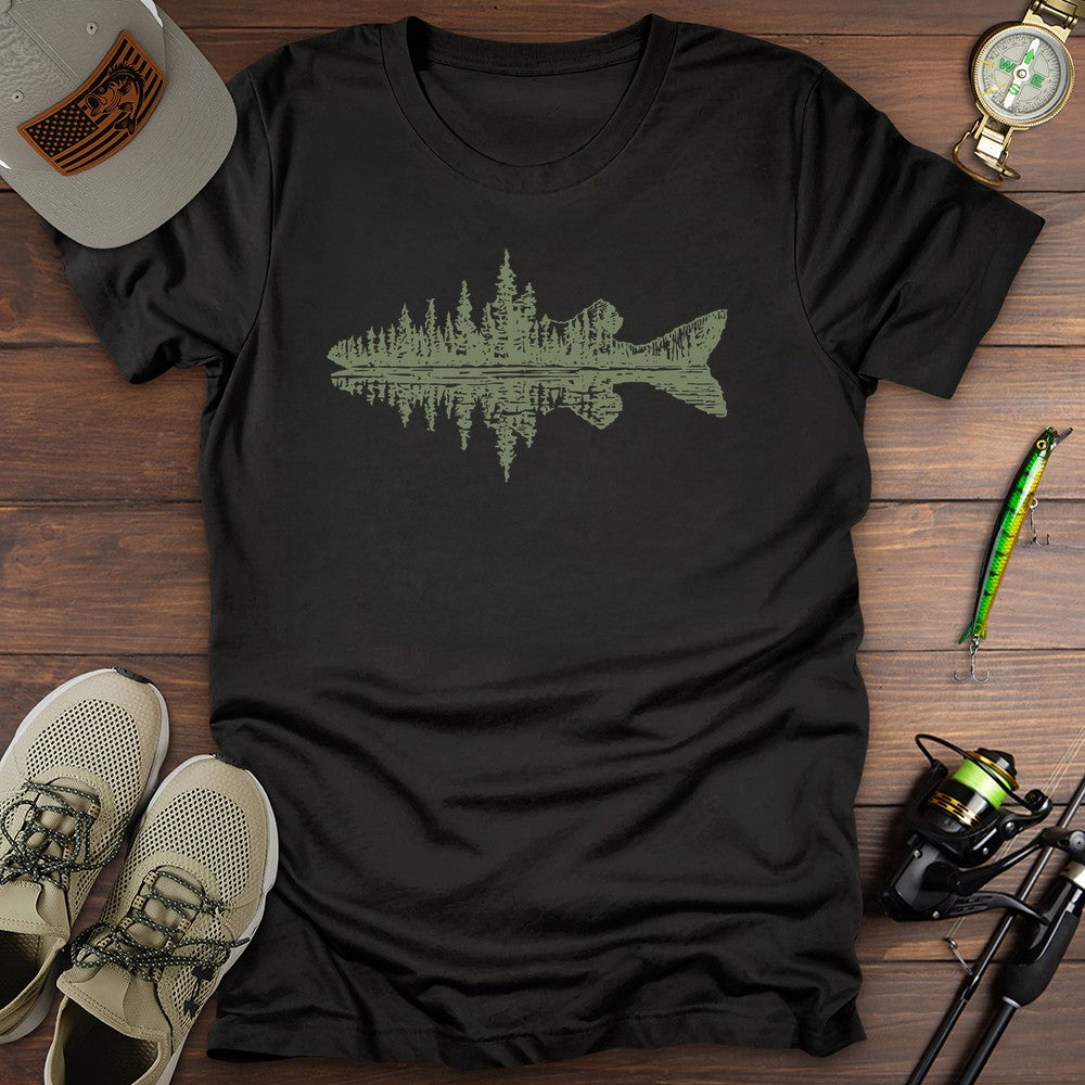 Pine Silhouette T Shirt Gift For Fishing Enthusiast