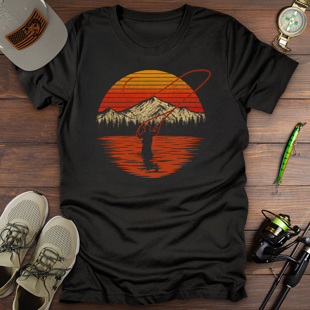 Fly Fishing Sunset T Shirt Gift For Fishing Enthusiast