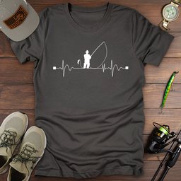 Heartbeat Man Fishing T Shirt Gift For Fishing Enthusiast