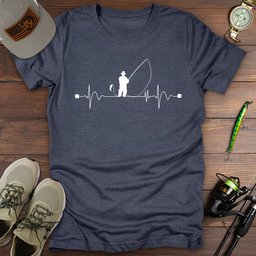 Heartbeat Man Fishing T Shirt Gift For Fishing Enthusiast