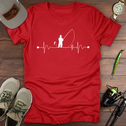 Heartbeat Man Fishing T Shirt Gift For Fishing Enthusiast