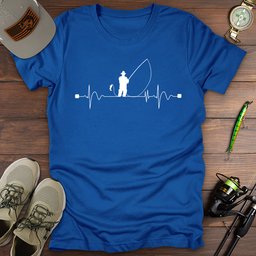 Heartbeat Man Fishing T Shirt Gift For Fishing Enthusiast