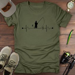Heartbeat Man Fishing T Shirt Gift For Fishing Enthusiast