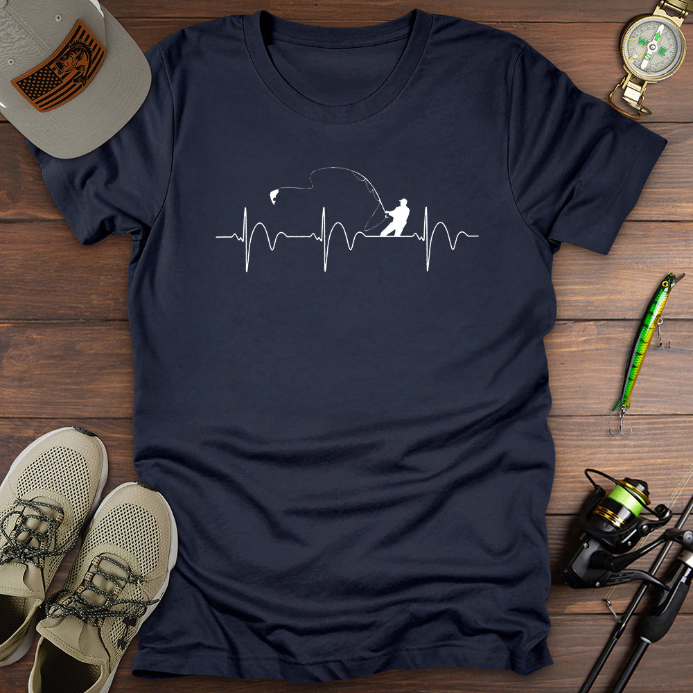 Fishing Heartbeat T Shirt Gift For Fishing Enthusiast