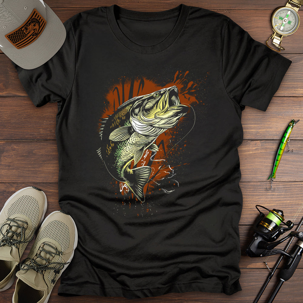 Jumping Bass Splash T Shirt Gift For Fishing Enthusiast