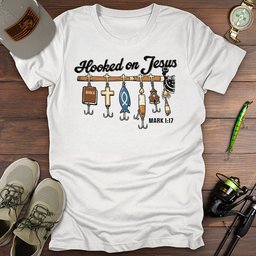 Hooked On Jesus T Shirt Gift For Fishing Enthusiast