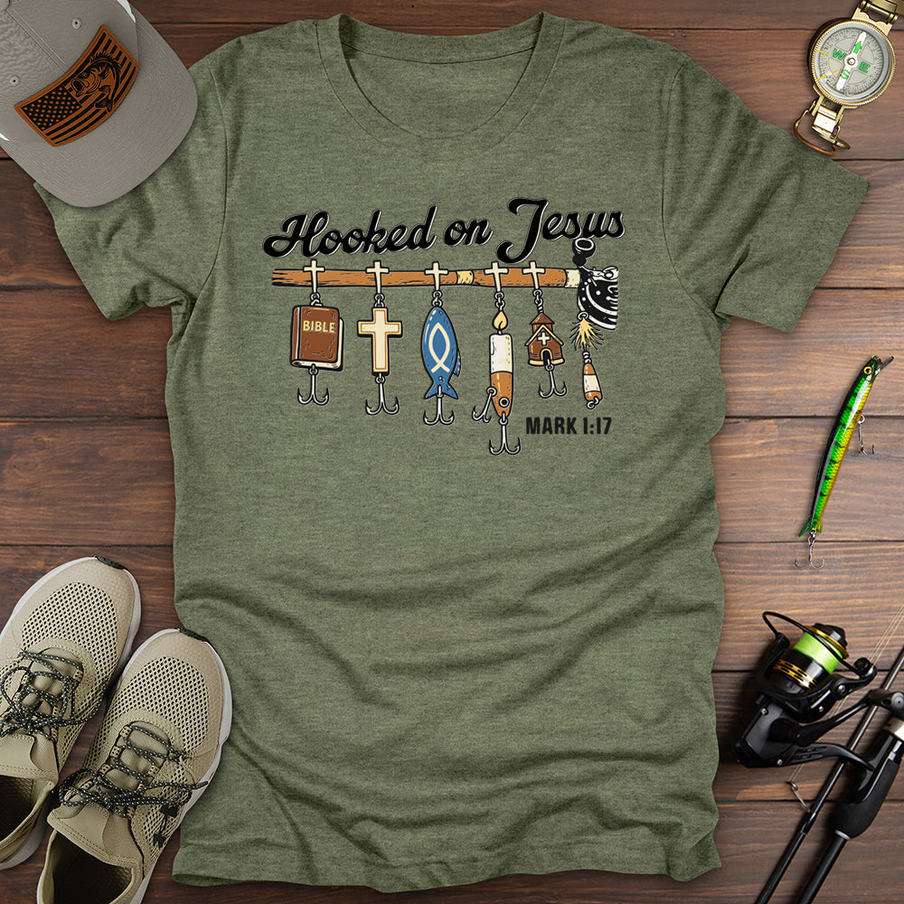 Hooked On Jesus T Shirt Gift For Fishing Enthusiast