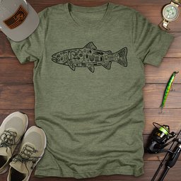 Fishing Blueprint T Shirt Gift For Fishing Enthusiast