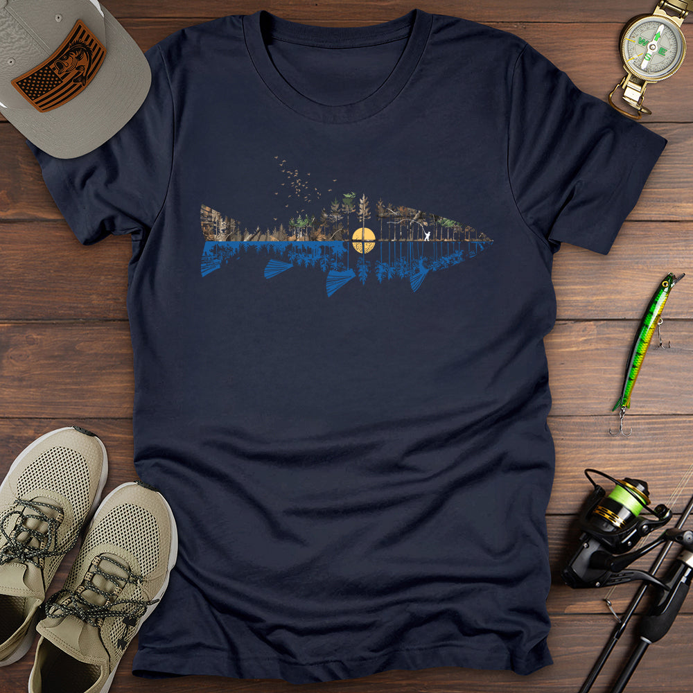 Nature Fish Landscape T Shirt Gift For Fishing Enthusiast
