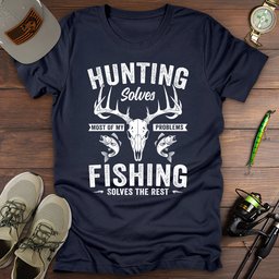 Hunting Fishing Solves My Problems T Shirt Gift For Fishing Enthusiast