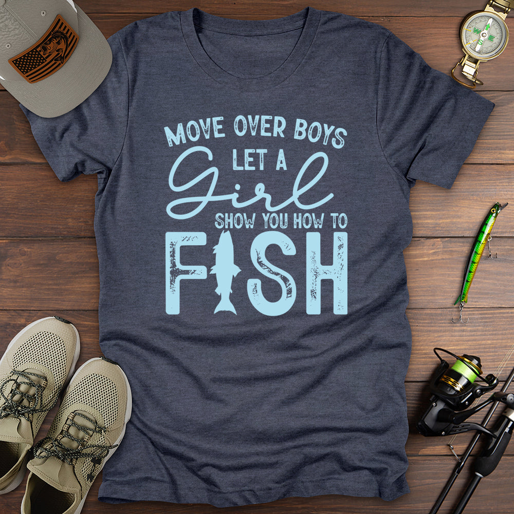 Move Over Boys T Shirt Gift For Fishing Enthusiast