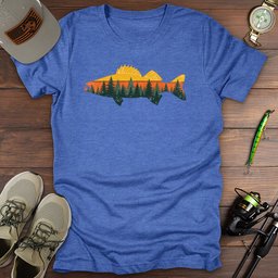 Sunset Forest Walleye T Shirt Gift For Fishing Enthusiast