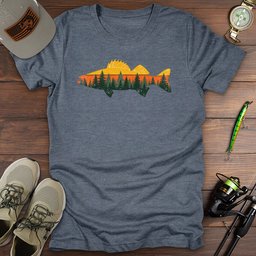 Sunset Forest Walleye T Shirt Gift For Fishing Enthusiast