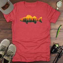 Sunset Forest Walleye T Shirt Gift For Fishing Enthusiast