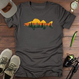 Sunset Forest Walleye T Shirt Gift For Fishing Enthusiast