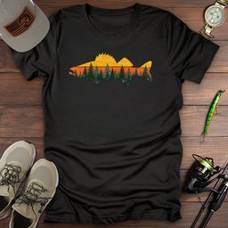 Sunset Forest Walleye T Shirt Gift For Fishing Enthusiast