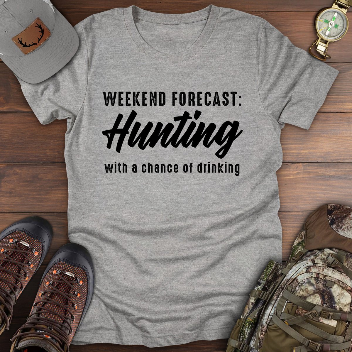 Weekend Forecast Hunting T Shirt Gift For Fishing Enthusiast