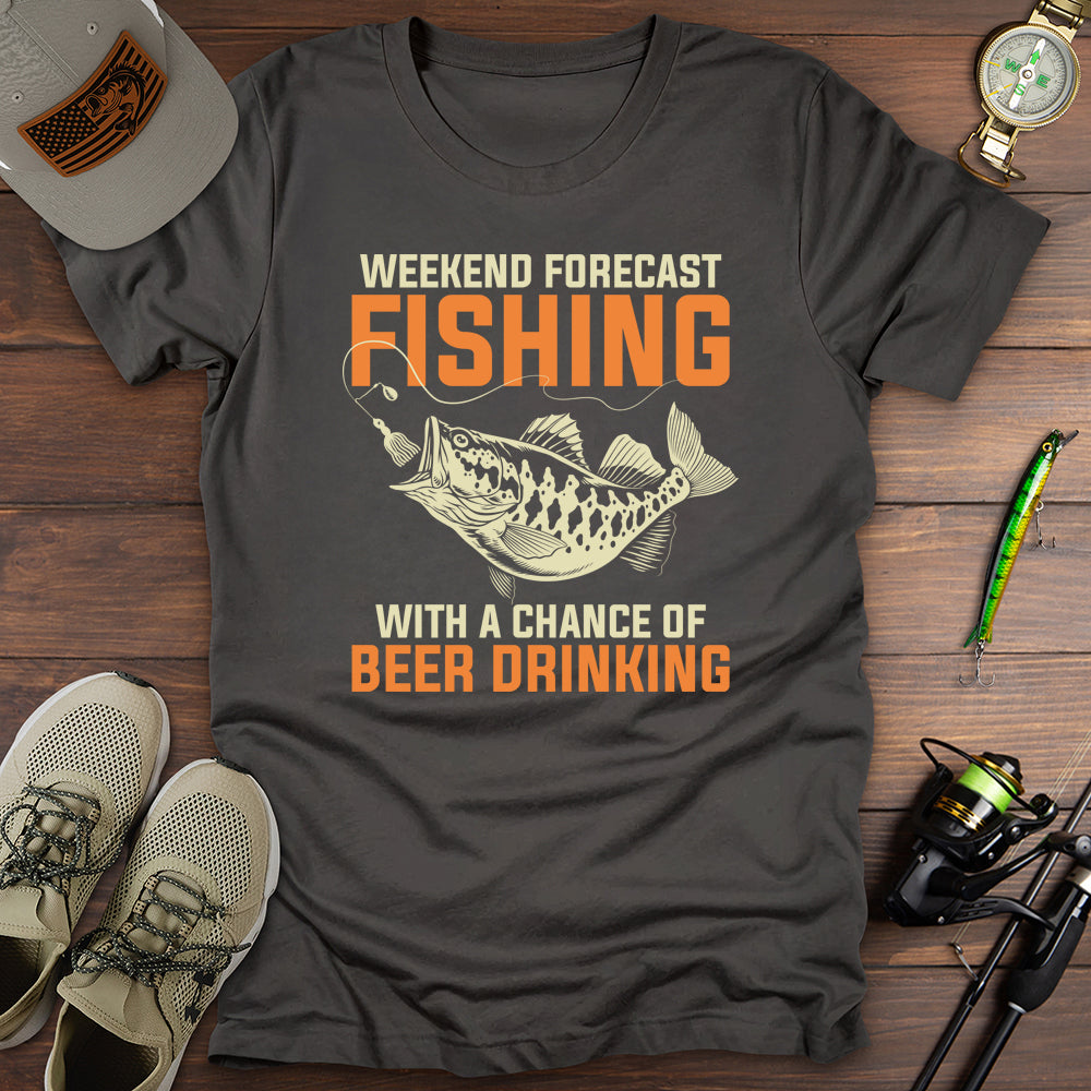 Weekend Forecast Beer Fishing T Shirt Gift For Fishing Enthusiast
