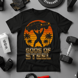 Gods Of Steel Retro T Shirt Gift For Fitness Lover