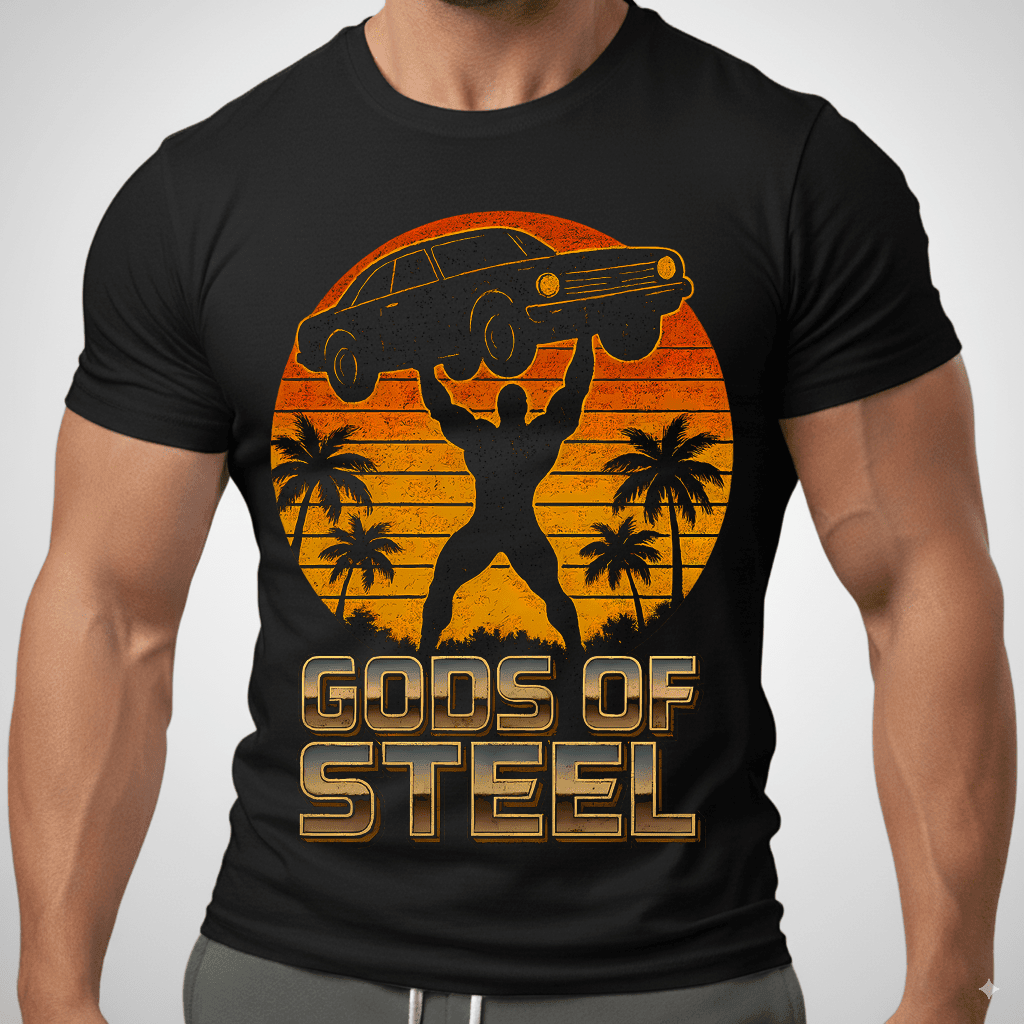 Gods Of Steel Retro T Shirt Gift For Fitness Lover