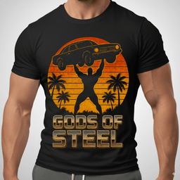 Gods Of Steel Retro T Shirt Gift For Fitness Lover