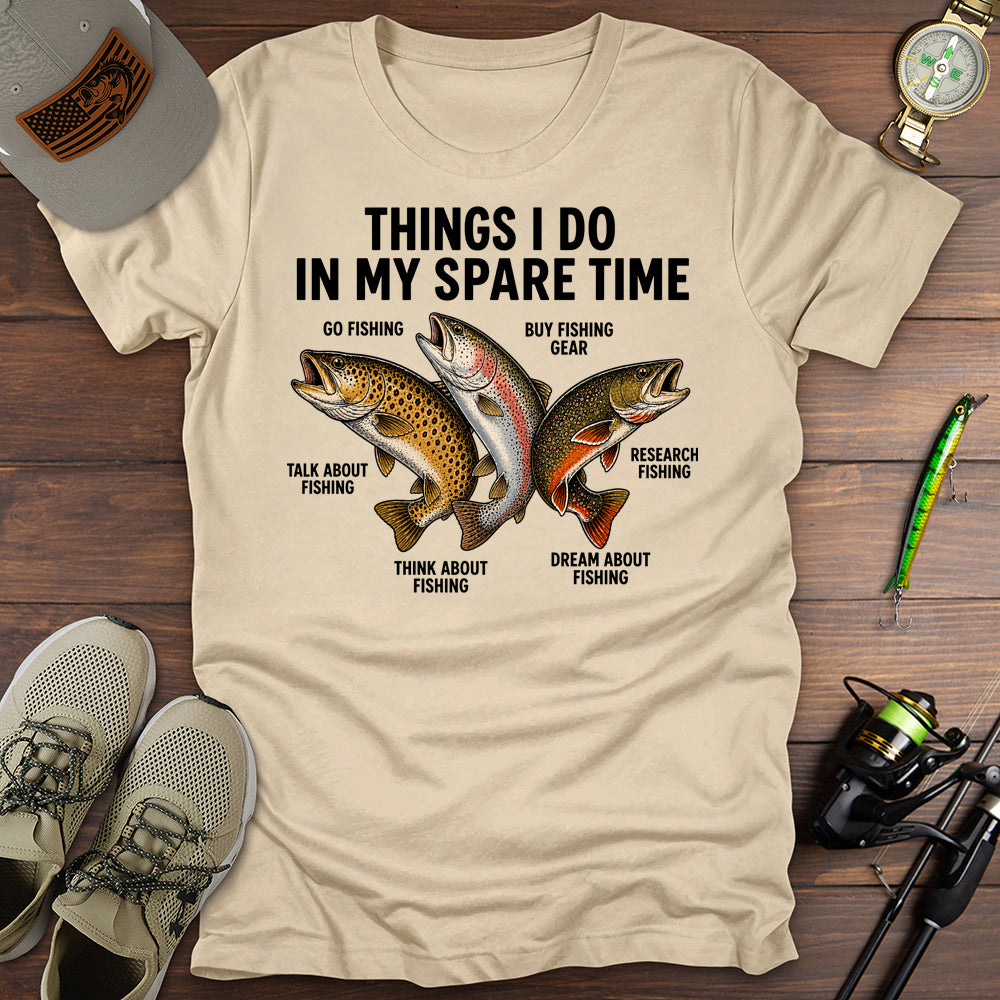 Spare Time T Shirt Gift For Fishing Enthusiast