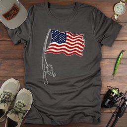 USA Flag Fishing Rod T Shirt Gift For Fishing Enthusiast