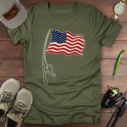 USA Flag Fishing Rod T Shirt Gift For Fishing Enthusiast