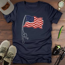 USA Flag Fishing Rod T Shirt Gift For Fishing Enthusiast